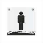 WC Schild Herren Design I | 15 cm x 15 cm Glas | Weiß, Schwarz, Anthrazit | mit / ohne Abstandshaltern