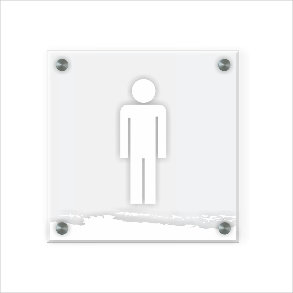 WC Schild Herren Design I | 15 cm x 15 cm Glas | Weiß, Schwarz, Anthrazit | mit / ohne Abstandshaltern - Bild 3
