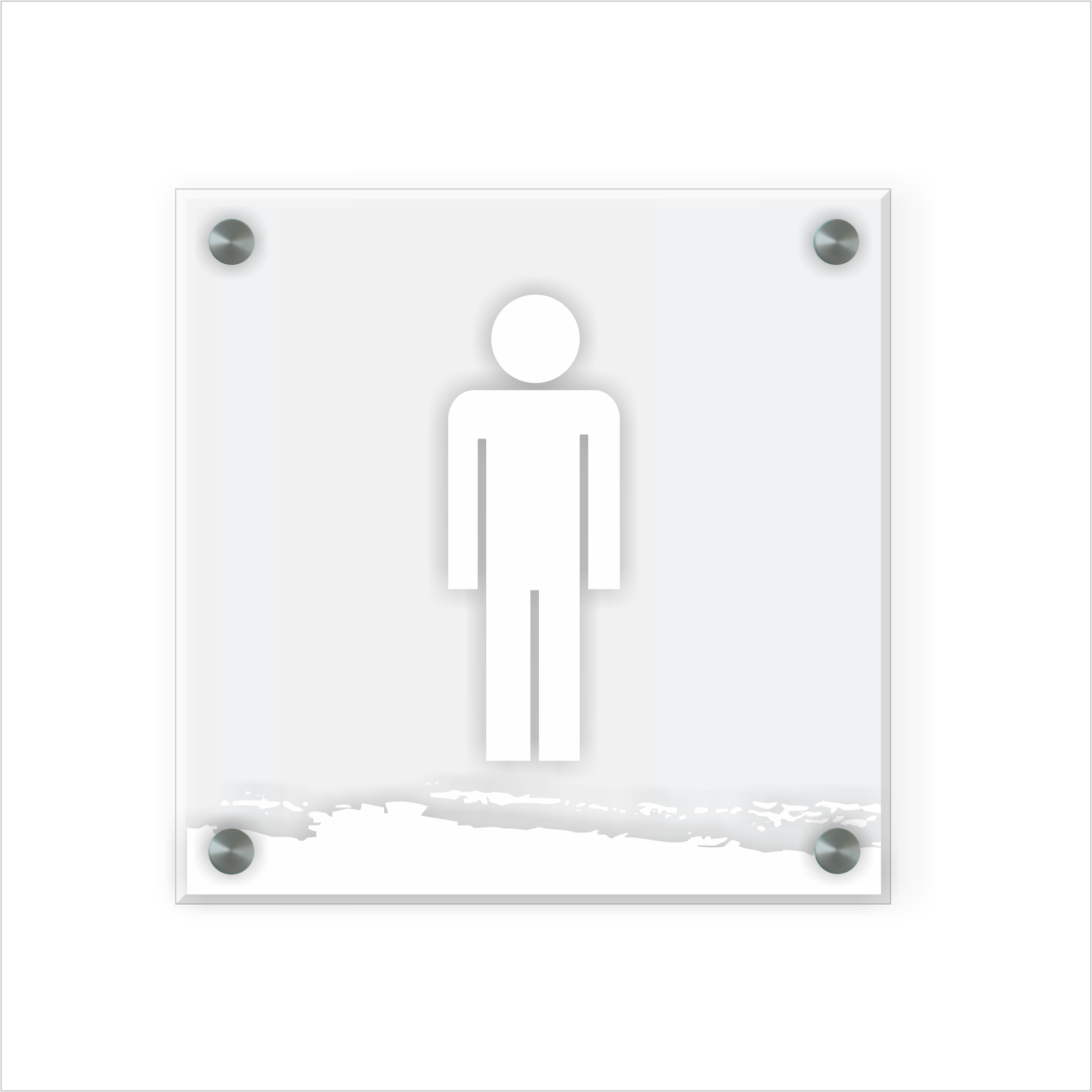 WC Schild Herren Design I | 15 cm x 15 cm Glas | Weiß, Schwarz, Anthrazit | mit / ohne Abstandshaltern - Bild 3