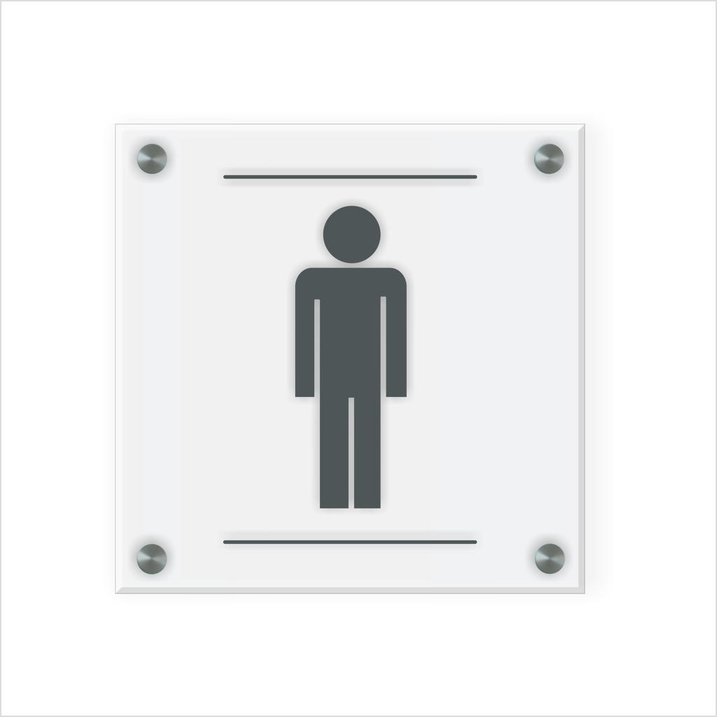 WC Schild Herren Design J | 15 cm x 15 cm Glas | Weiß, Schwarz, Anthrazit  | mit / ohne Abstandshaltern - Bild 2