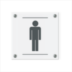 WC Schild Herren Design J | 15 cm x 15 cm Glas | Weiß, Schwarz, Anthrazit  | mit / ohne Abstandshaltern - Bild 2