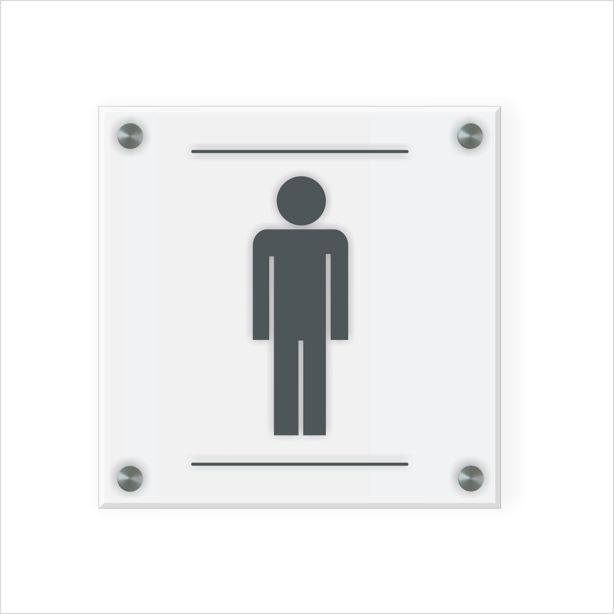 WC Schild Herren Design J | 15 cm x 15 cm Glas | Weiß, Schwarz, Anthrazit  | mit / ohne Abstandshaltern - Bild 2