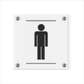WC Schild Herren Design J | 15 cm x 15 cm Glas | Weiß, Schwarz, Anthrazit  | mit / ohne Abstandshaltern