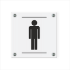 WC Schild Herren Design J | 15 cm x 15 cm Glas | Weiß, Schwarz, Anthrazit  | mit / ohne Abstandshaltern