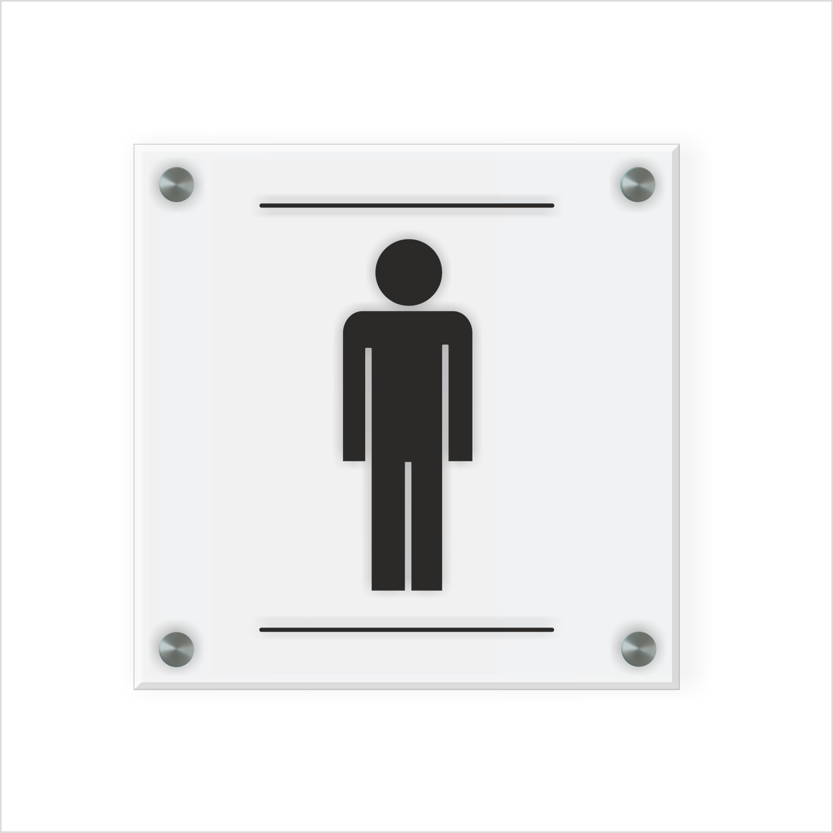 WC Schild Herren Design J | 15 cm x 15 cm Glas | Weiß, Schwarz, Anthrazit  | mit / ohne Abstandshaltern