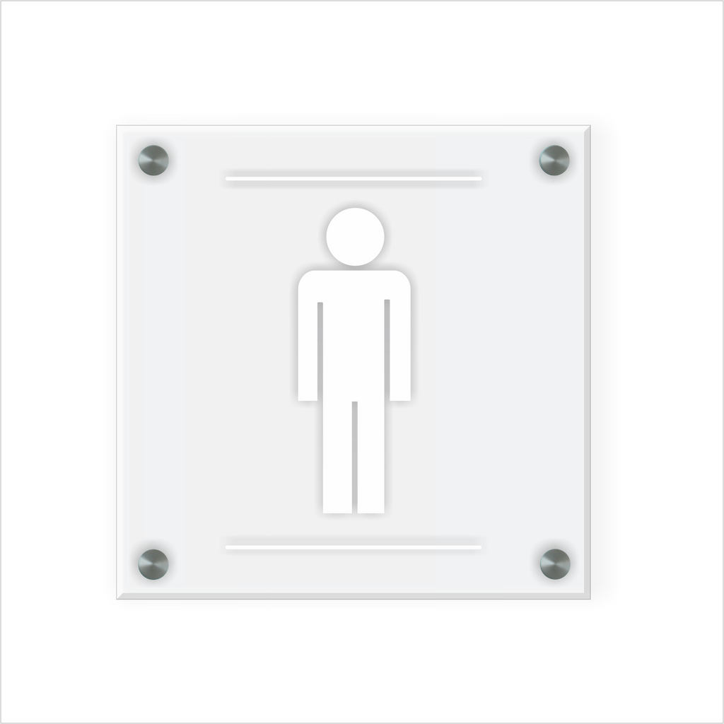 WC Schild Herren Design J | 15 cm x 15 cm Glas | Weiß, Schwarz, Anthrazit  | mit / ohne Abstandshaltern - Bild 3