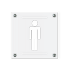 WC Schild Herren Design J | 15 cm x 15 cm Glas | Weiß, Schwarz, Anthrazit  | mit / ohne Abstandshaltern - Bild 3