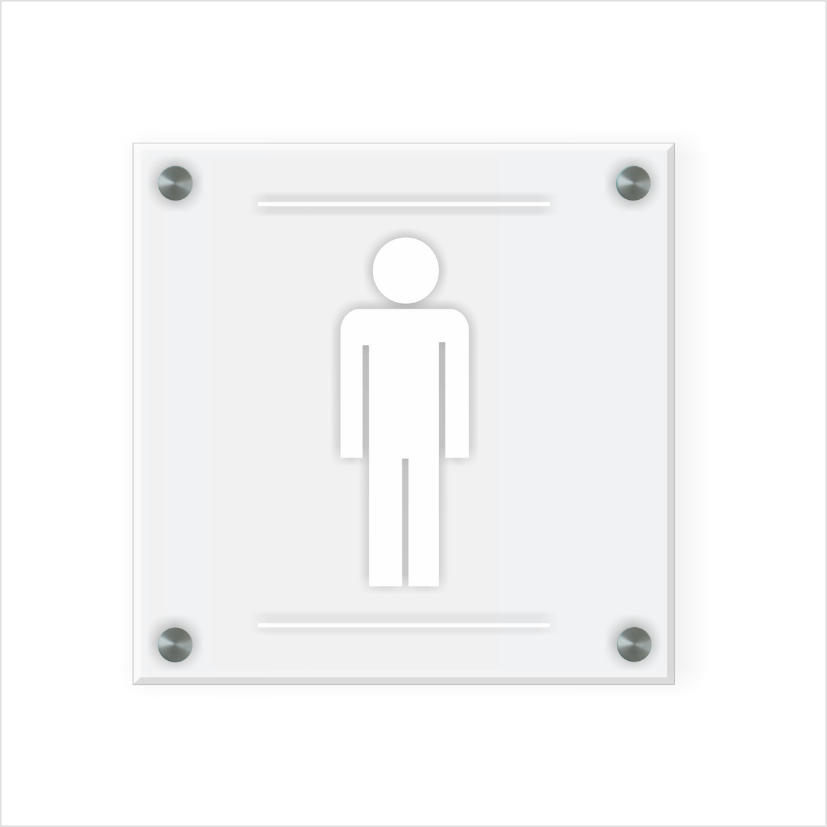 WC Schild Herren Design J | 15 cm x 15 cm Glas | Weiß, Schwarz, Anthrazit  | mit / ohne Abstandshaltern - Bild 3