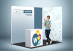 Messestand System Hannover 312 x 212 cm | werkzeugfrei, LED Spots & Hinterleuchtung, ideal für Messeauftritt