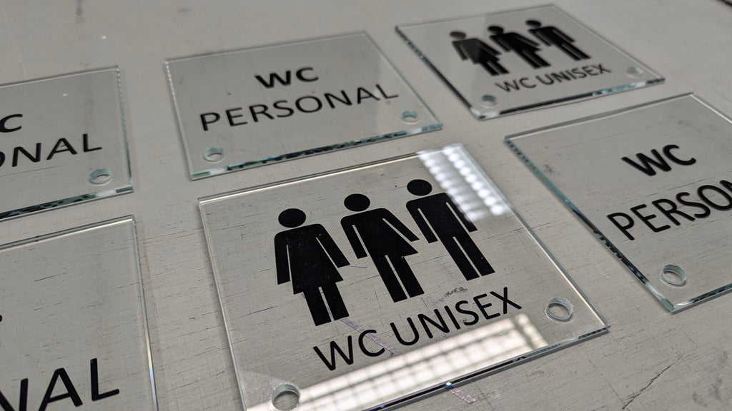 WC Schild Herren Design B | 15 cm x 15 cm Glas | Weiß, Schwarz, Anthrazit | mit / ohne Abstandshaltern - Bild 10