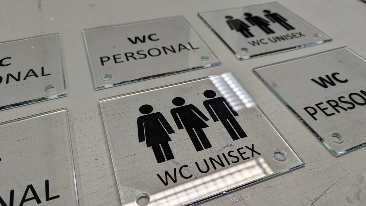 Behinderten Schild für WC | Design C |  15 x 15 cm  Glas | Weiß, Schwarz, Anthrazit | mit / ohne Abstandshaltern - Bild 9