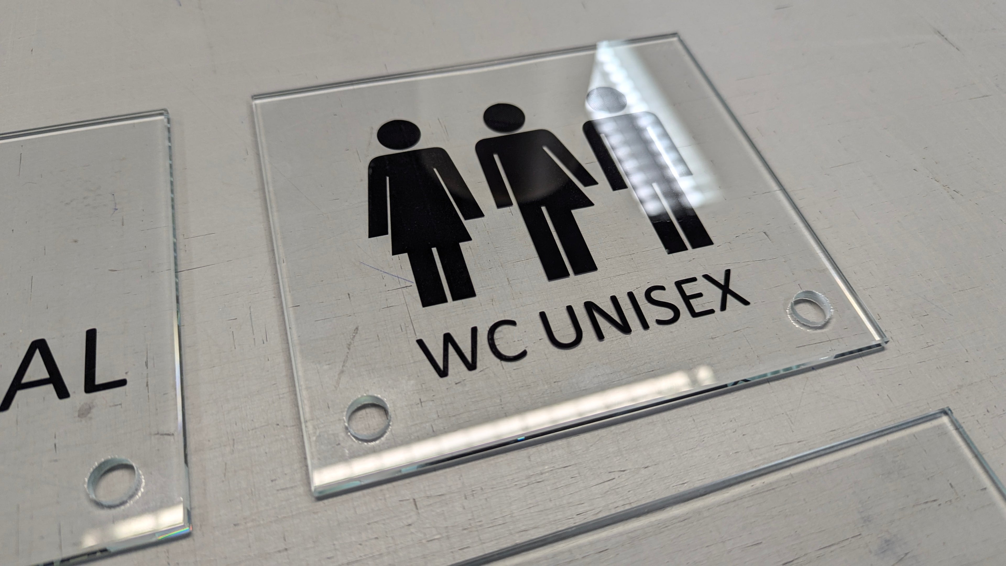 WC Schild Damen Design A | 15 cm x 15 cm Glas | Weiß, Schwarz, Anthrazit  | mit / ohne Abstandshaltern - Bild 9