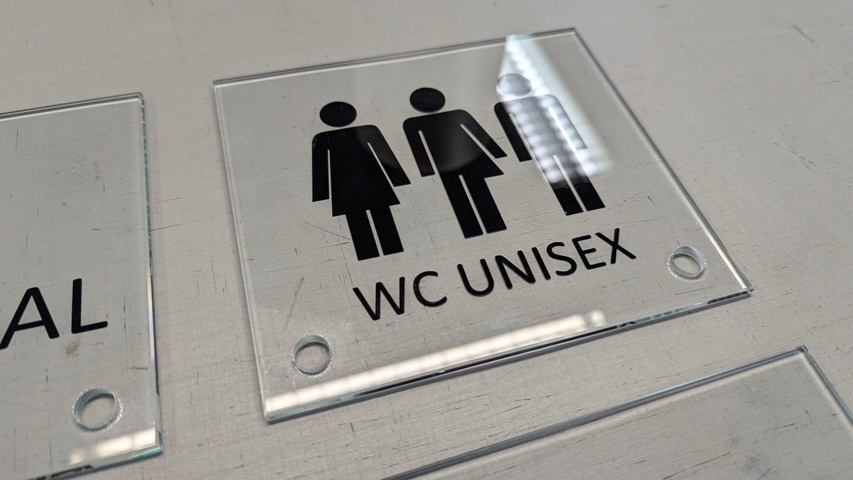 Behinderten Schild für WC | Design C |  15 x 15 cm  Glas | Weiß, Schwarz, Anthrazit | mit / ohne Abstandshaltern - Bild 8