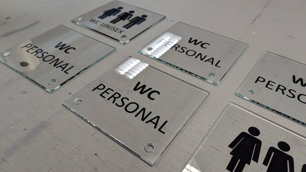 WC Schild Damen Design B | 15 cm x 15 cm Glas | Weiß, Schwarz, Anthrazit | mit / ohne Abstandshaltern - Bild 10