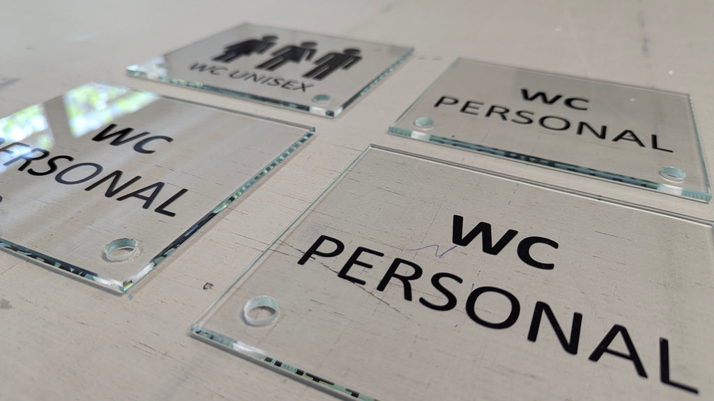 WC Schild Damen Design H | 15 cm x 15 cm Glas | Weiß, Schwarz, Anthrazit  | mit / ohne Abstandshaltern - Bild 5