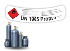 Propangas UN 1965  | Gefahrgut Kennzeichnung Aufkleber | ADR & DIN EN ISO | Personalisierung
