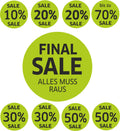 9x SALE Aufkleber Set, Farbe grün-schwarz – Rabatt Sticker für Schaufenster