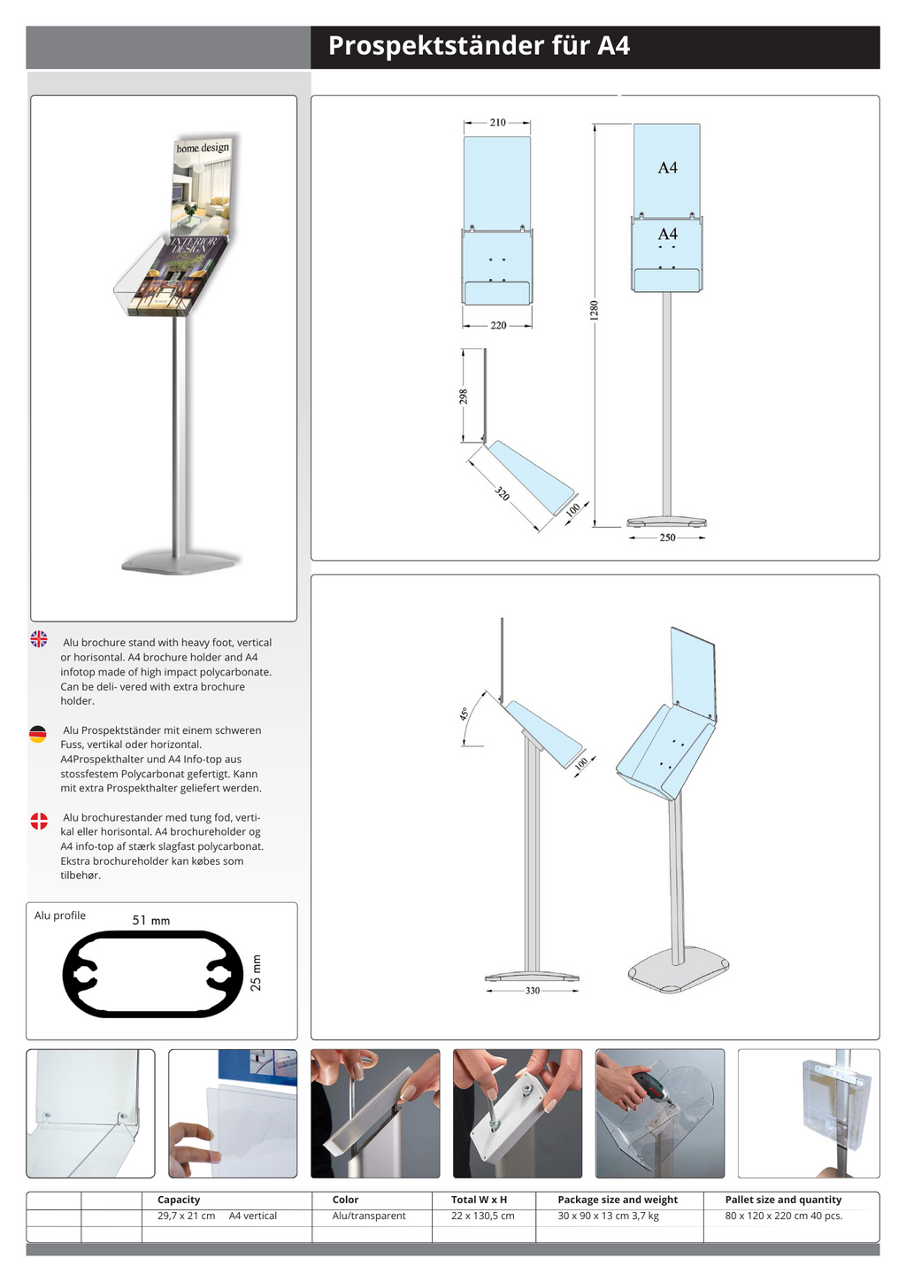 Alu Prospektständer vertikal mit Infotop, inkl. Druck und A4-Infohalter - Bild 6