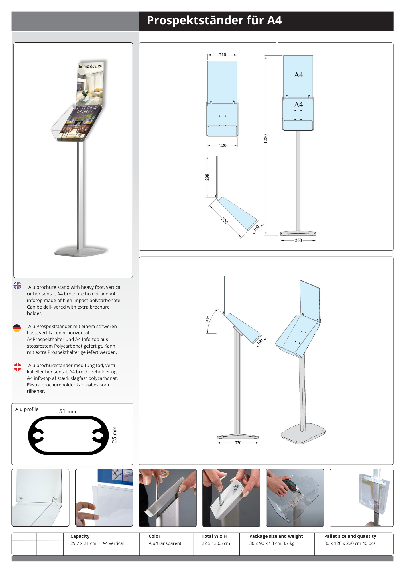 Alu Prospektständer vertikal mit Infotop, inkl. Druck und A4-Infohalter - Bild 6