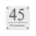 Personalisiertes Türschild | Design 2 |  Hausnummer und Wunschtext | aus Acrylglas 20x20 cm inkl. Aluminium-Abstandshalter