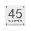 Personalisiertes Türschild | Design 3 |  Hausnummer und Wunschtext | aus Acrylglas 20x20 cm inkl. Aluminium-Abstandshalter