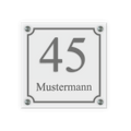 Personalisiertes Türschild | Design 5 |  Hausnummer und Wunschtext | aus Acrylglas 20x20 cm inkl. Aluminium-Abstandshalter