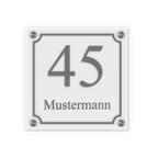 Personalisiertes Türschild | Design 5 |  Hausnummer und Wunschtext | aus Acrylglas 20x20 cm inkl. Aluminium-Abstandshalter