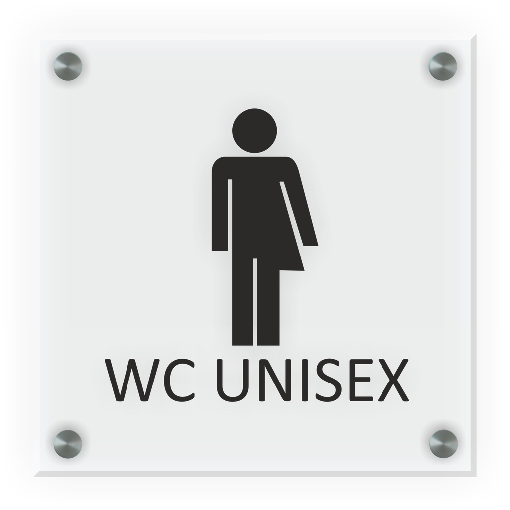 WC Schild Unisex | 15 cm x 15 cm Glas | Weiß, Schwarz, Anthrazit  | mit / ohne Abstandshaltern