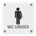 WC Schild Unisex | 15 cm x 15 cm Glas | Weiß, Schwarz, Anthrazit  | mit / ohne Abstandshaltern