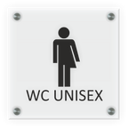 WC Schild Unisex | 15 cm x 15 cm Glas | Weiß, Schwarz, Anthrazit  | mit / ohne Abstandshaltern
