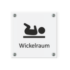 Wickelraum  Schild für WC | Design A | 15 cm x 15 cm Glas | Weiß, Schwarz, Anthrazit