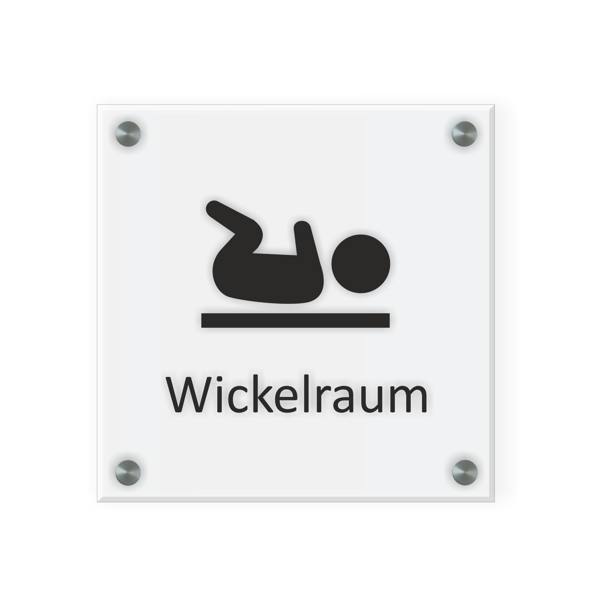 Wickelraum  Schild für WC | Design A | 15 cm x 15 cm Glas | Weiß, Schwarz, Anthrazit