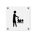 Wickelraum Schild für WC  | Design B | 15 cm x 15 cm Glas | Weiß, Schwarz, Anthrazit