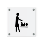 Wickelraum Schild für WC  | Design B | 15 cm x 15 cm Glas | Weiß, Schwarz, Anthrazit