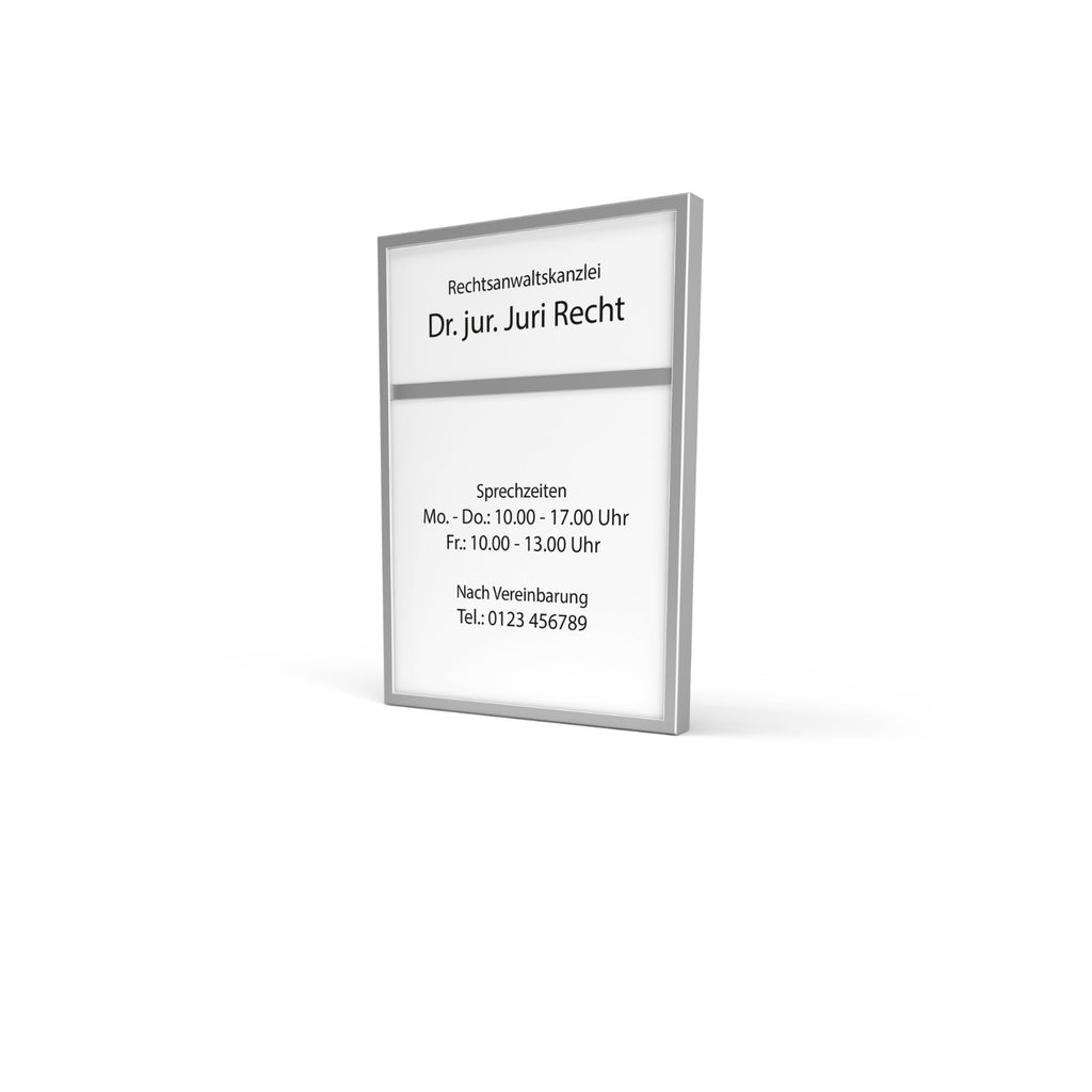 Wand-Firmenschild mit Alu-Rahmen und 2 Feldern  | silber eloxiert,  RAL-Farbton - Bild 12