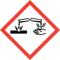 Gefahrstoffsymbol GHS 05 „Ätzend“ |  Natronlauge, Salzsäure, Flusssäure  |  CLP Gefahrgut Kennzeichnung