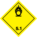 Gefahrstoffsymbol  Klasse 5.1 | Entzündend (oxidierend) wirkende Stoffe | ADR, UN, GGVSEB