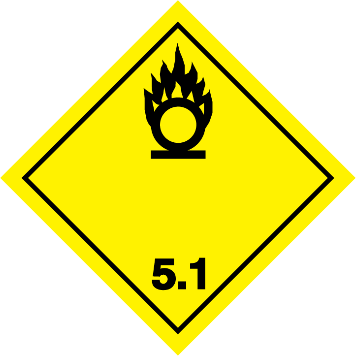 Gefahrstoffsymbol  Klasse 5.1 | Entzündend (oxidierend) wirkende Stoffe | ADR, UN, GGVSEB