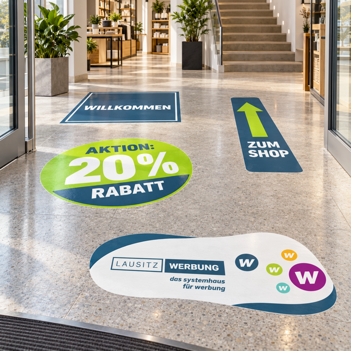 Eckiger Fußbodenaufkleber – Wunschgröße & Wunschdesign