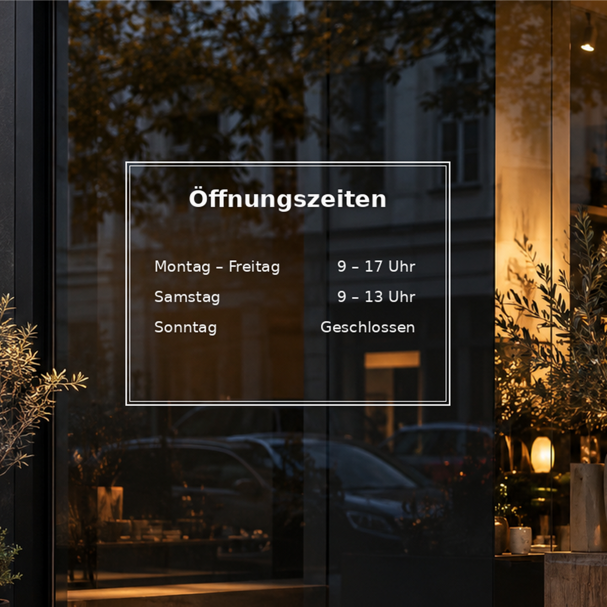 Öffnungszeiten im klassischen Rahmen