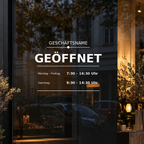 Öffnungszeiten „Geöffnet“ mit Geschäftsname