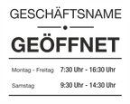 Öffnungszeiten „Geöffnet“ mit Geschäftsname