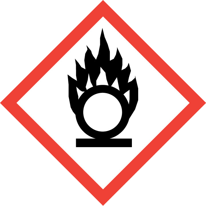Gefahrstoffsymbol GHS 03 „Oxidierend“ | Sauerstoff, Hypochlorit | CLP ADR Gefahrgut Kennzeichnung