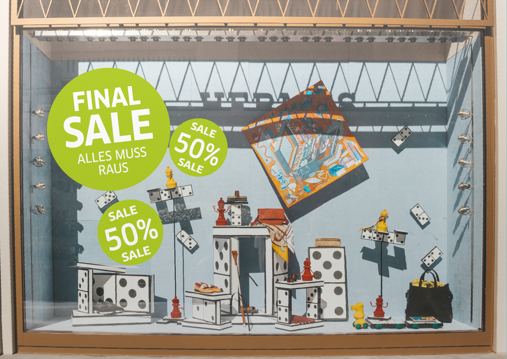 7x SALE Aufkleber Set, Farbe grün – Rabatt Sticker für Schaufenster - Bild 2