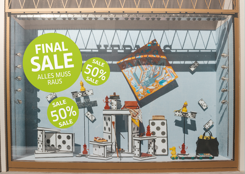 7x SALE Aufkleber Set, Farbe grün – Rabatt Sticker für Schaufenster - Bild 2