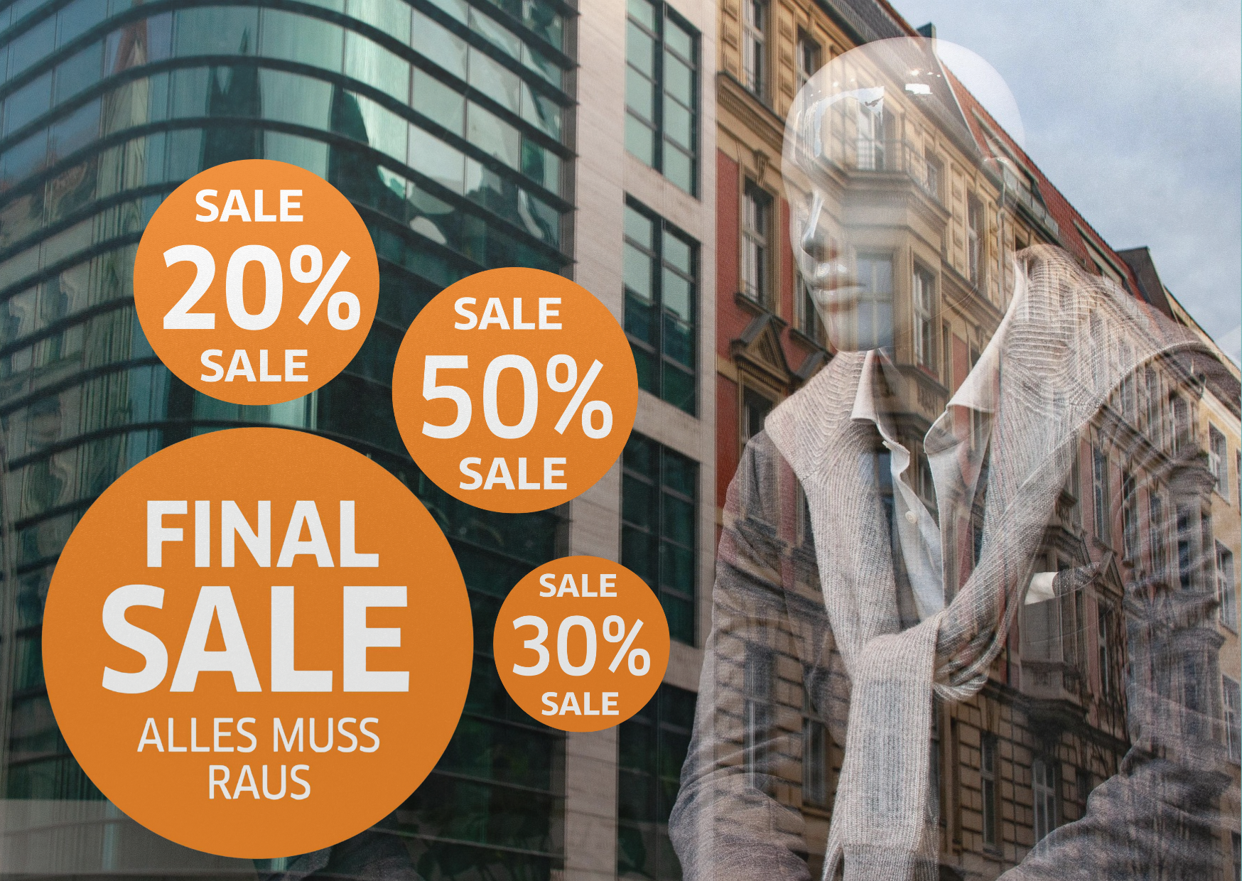 Final Sale , alles muss raus | Sale Fensteraufkleber | Ø 20-90 cm - rot, rosa, orange, blau, grün - Bild 7