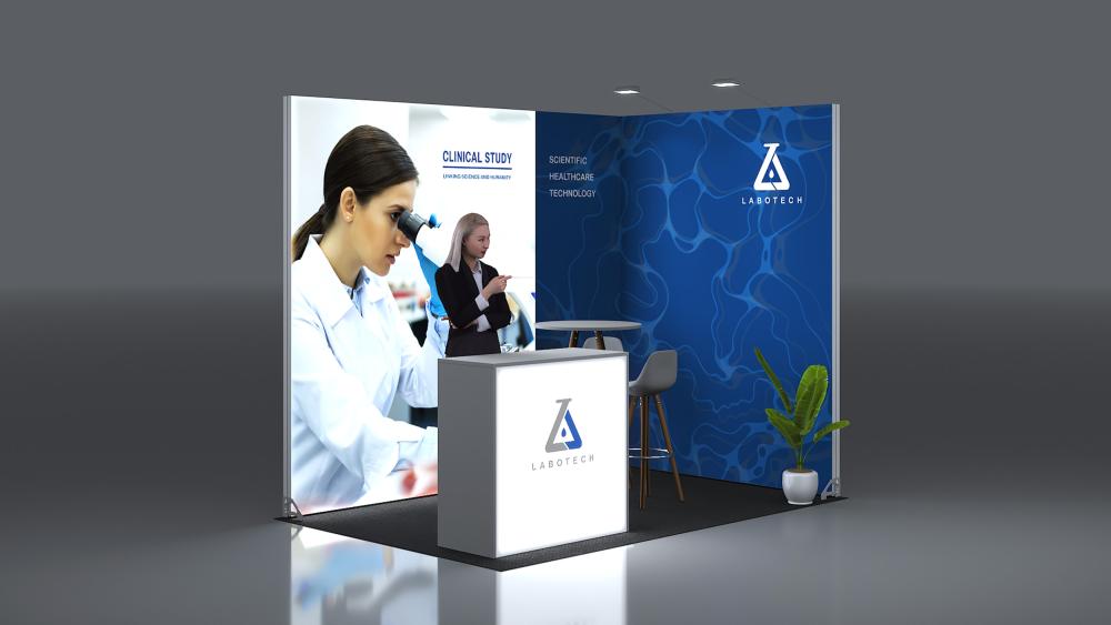 Messestand System Hannover 312 x 212 cm | werkzeugfrei, LED Spots & Hinterleuchtung, ideal für Messeauftritt - Bild 7