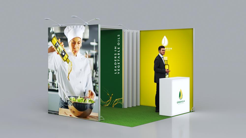 Messestand System Köln 308 x 310 cm | nachhaltig, werkzeugfrei, LED Spots & Hinterleuchtung für professionelle Messen - Bild 2