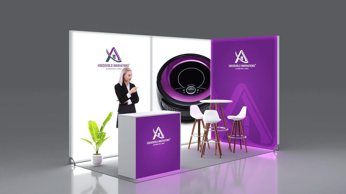 Messestand System Frankfurt | 412 x 212 cm, nachhaltig, werkzeugfrei, Hinterleuchtung für Messeauftritt - Bild 2