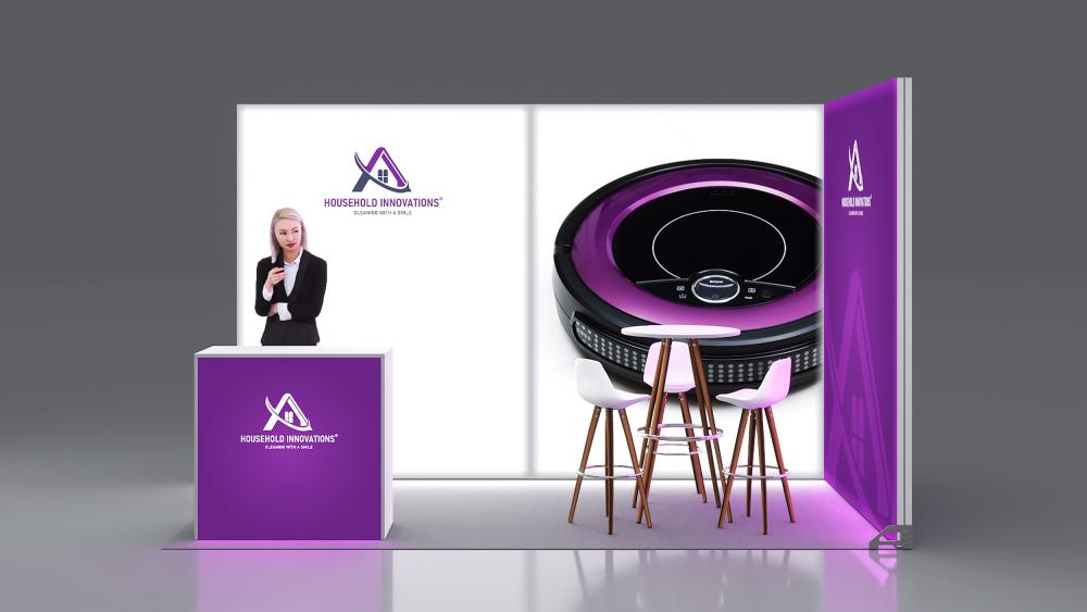 Messestand System Frankfurt | 412 x 212 cm, nachhaltig, werkzeugfrei, Hinterleuchtung für Messeauftritt - Bild 3